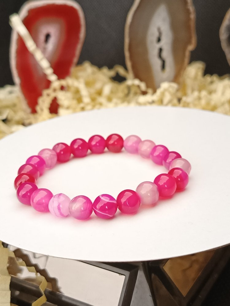 Pembe Akik doğaltaş bileklik