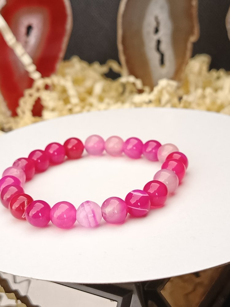 Pembe Akik doğaltaş bileklik