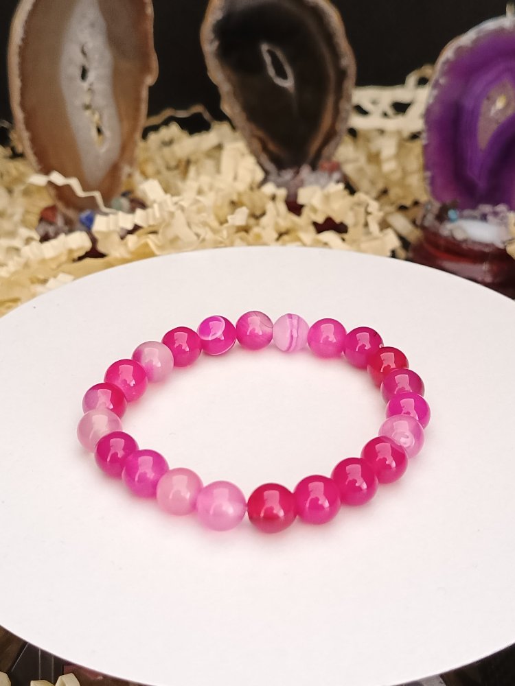 Pembe Akik doğaltaş bileklik