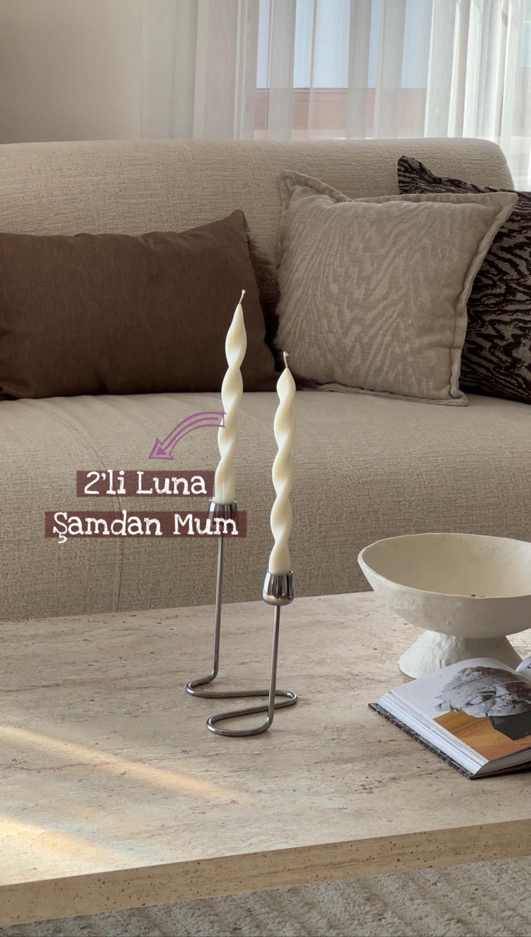 2’li Luna Şamdan Mum
