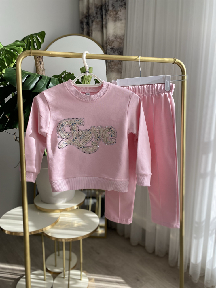 Pembe Love Motifli Takım