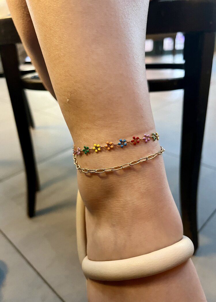 2’li Renkli Çiçekli Ataş Model Çelik Halhal