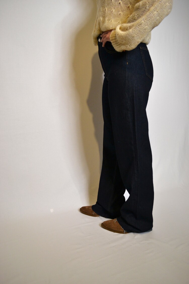 Wide Leg Lacivert Jean 