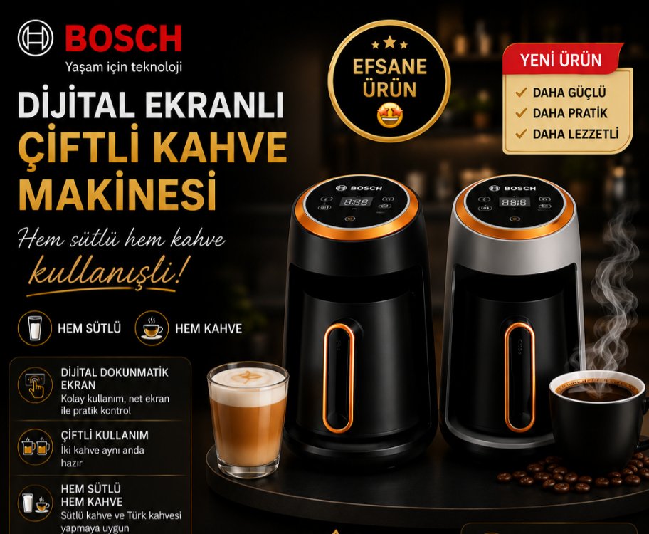 Bosch Dijital Ekranlı Çiftli Türk Kahve Makinesi