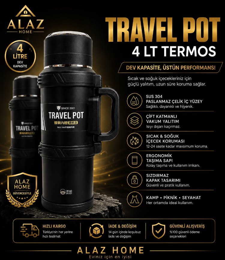 TRAVEL POT 4 Litre Çelik Termos