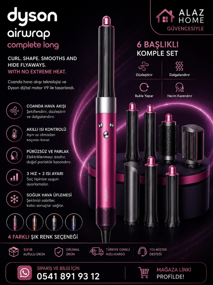Dyson Airwrap Complete Long 6 Başlıklı Saç Şekillendirme Seti