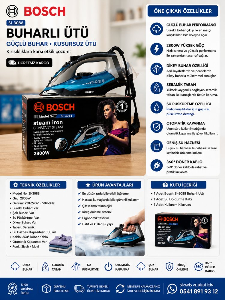 Bosch SI-3088 Buharlı Ütü 2800W