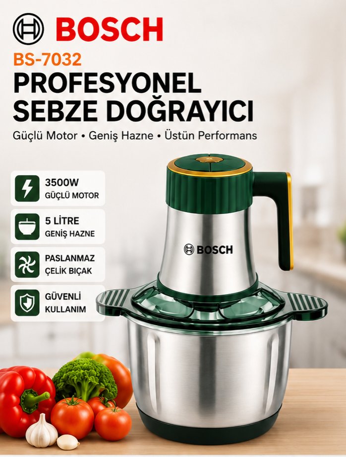 Bosch BS-7032 Profesyonel Sebze Doğrayıcı 5 Litre
