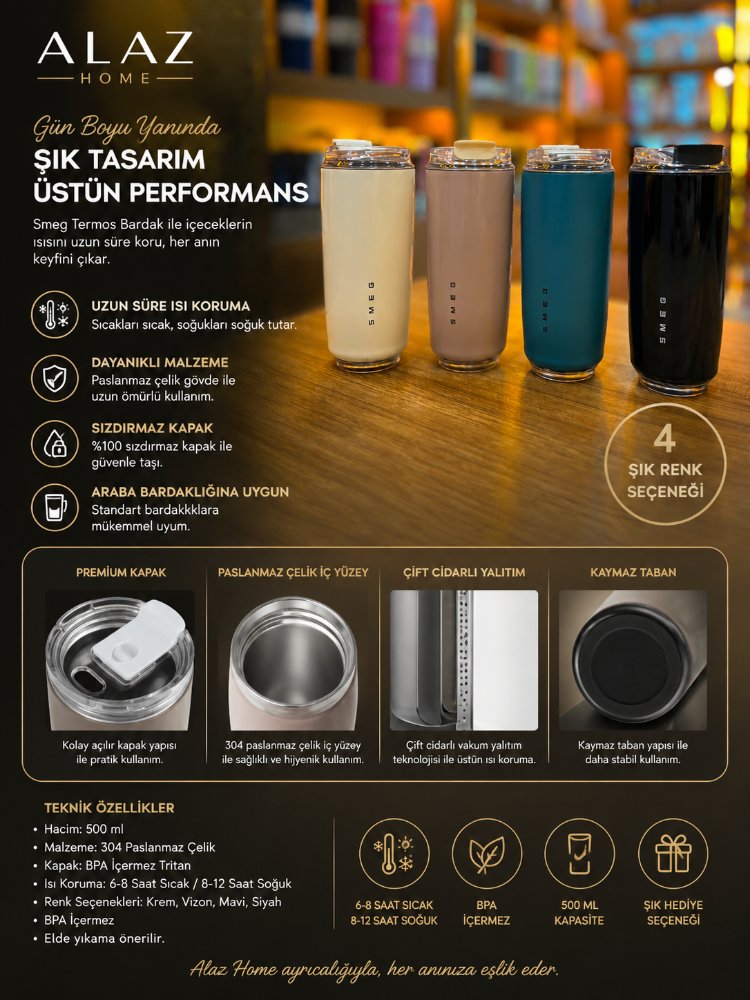 SMEG Vakumlu Termos 320 ML