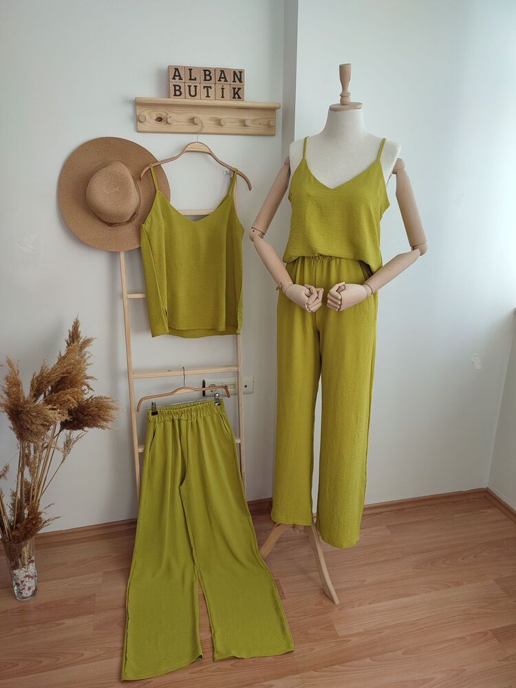 Olive İp Askılı İthal Ayrobin Kumaş Takım
