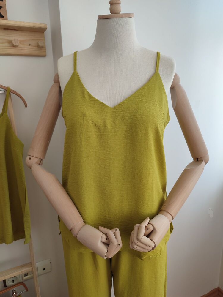 Olive İp Askılı İthal Ayrobin Kumaş Takım