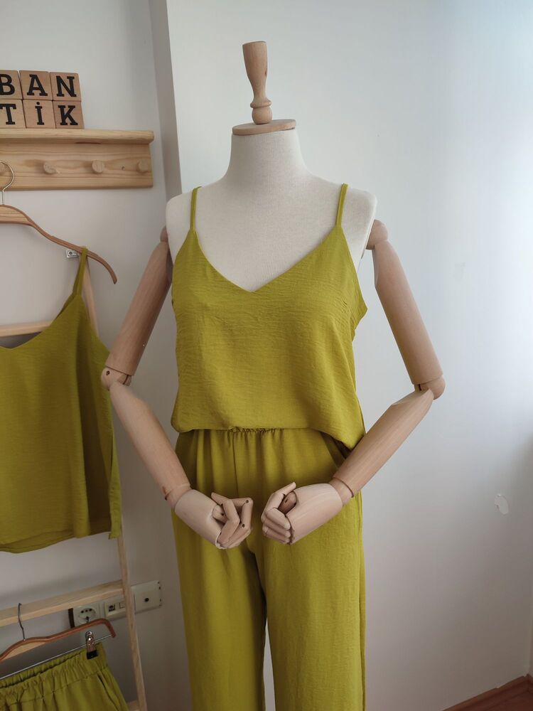 Olive İp Askılı İthal Ayrobin Kumaş Takım