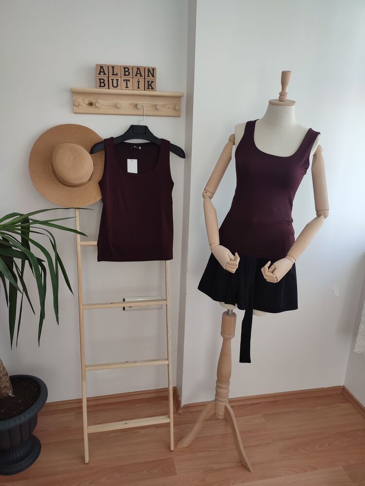 Bordo Kare Yaka Sandy Bluz