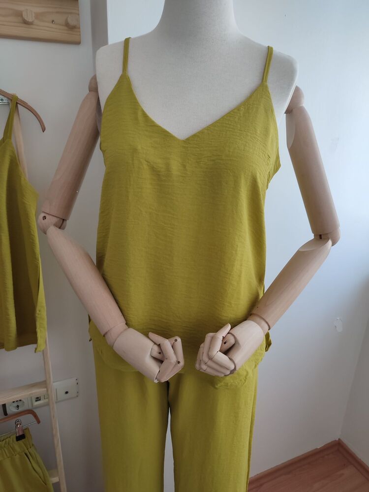 Olive İp Askılı İthal Ayrobin Kumaş Takım