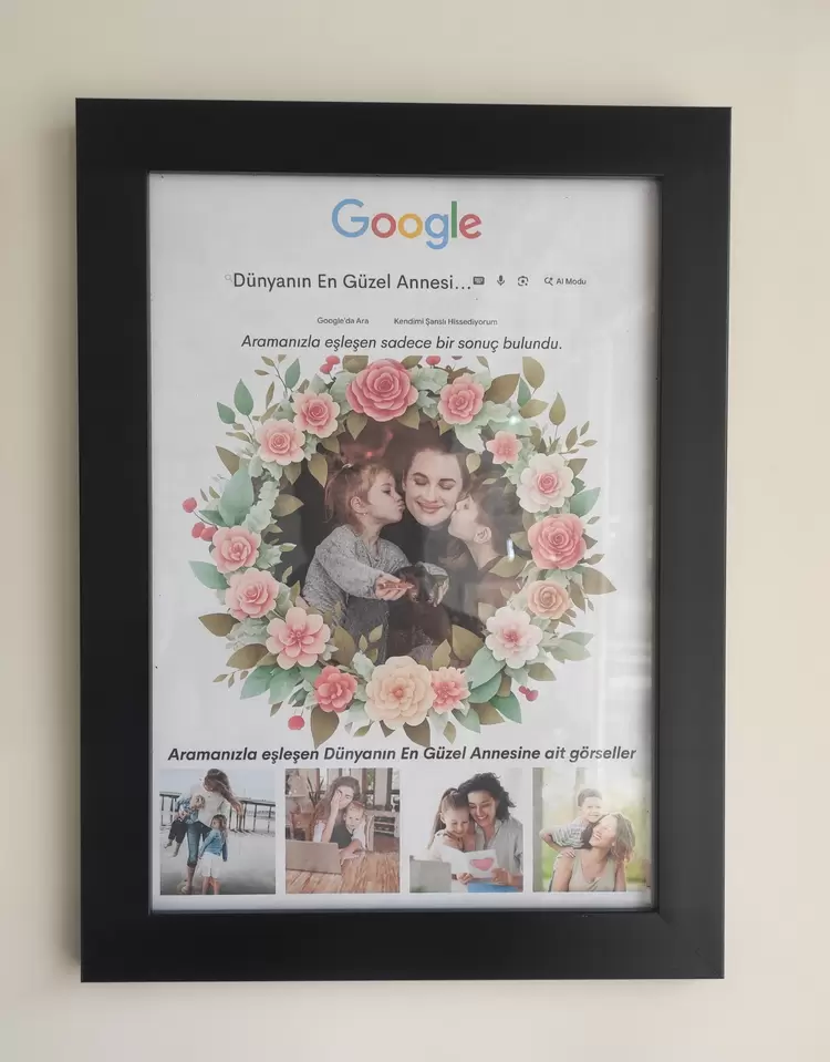 Anneye Hediye Kişiye Özel Çerçeve Fotoğraflı Tasarım