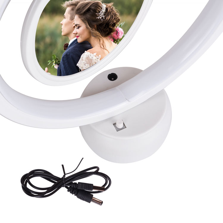 Fotoğraf Çerçevesi - Askılı Çift Fotoğraflı Led Işıklı Yuvarlak Çerçeve