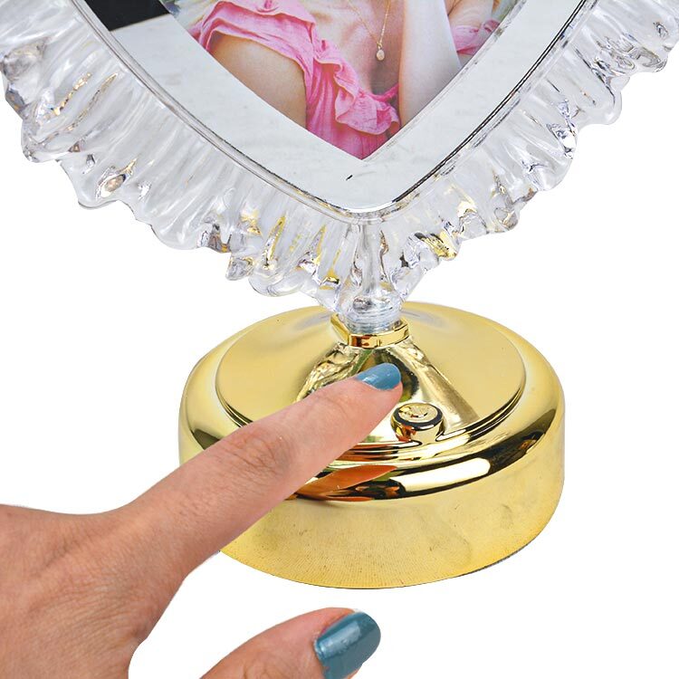 Fotoğraf Çerçevesi - Kristal Kalp Tasarımlı Ledli Dokunmatik Çerçeve