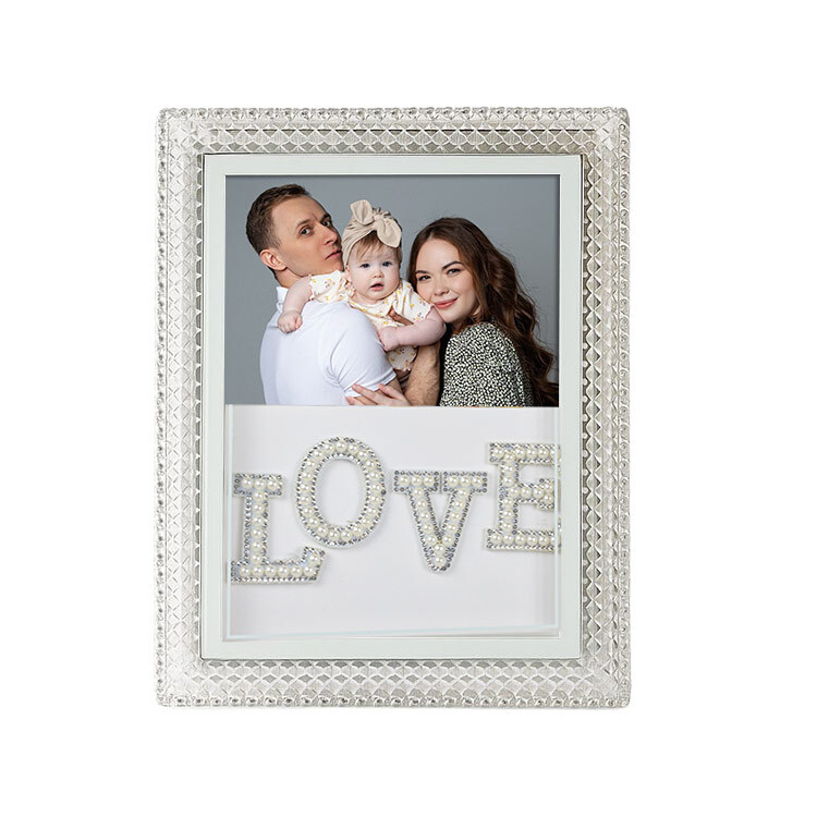 Fotoğraf Çerçevesi - Led Işıklı İnci Taşlı Love Yazılı Foto Çerçeve