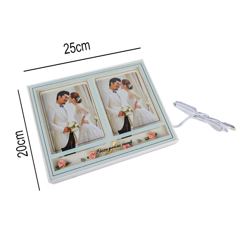 Çift Fotoğraflı Çerçeve - Led Işıklı - I Love You So Much Yazılı