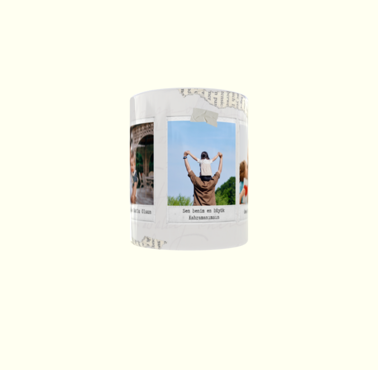 Kişiye Özel 4 Fotoğraflı Babalar Günü Polaroid Tasarımlı Kupa Bardak