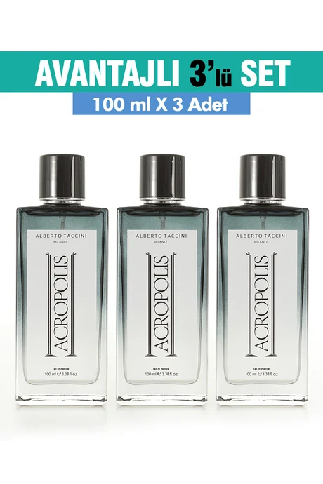 Erkek Parfümü ACROPOLIS - 100 ml 3'Lü Set