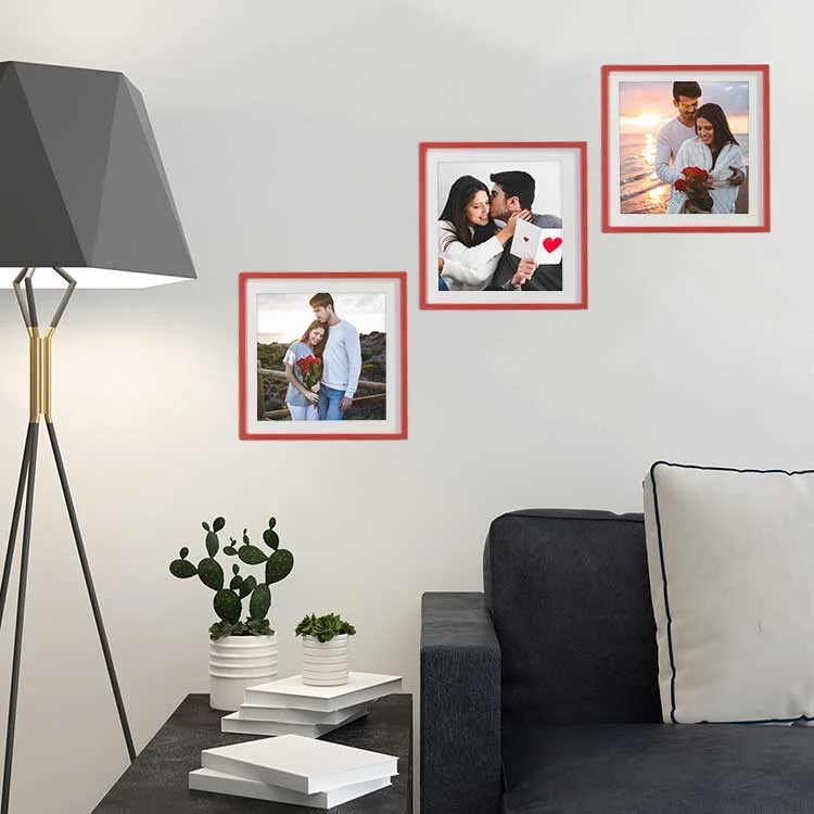Fotoğraf Çerçevesi 3 Adet - Kırmızı Renkli Yapışkanlı