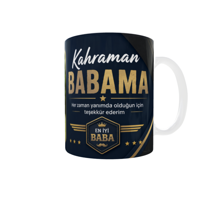 Kişiye Özel Fotoğraflı Kahraman Babama Kupa Bardak