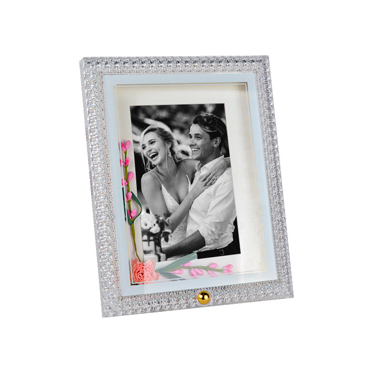 Fotoğraf Çerçevesi - Ledli Pembe Çiçekli Tasarım - 18x23cm