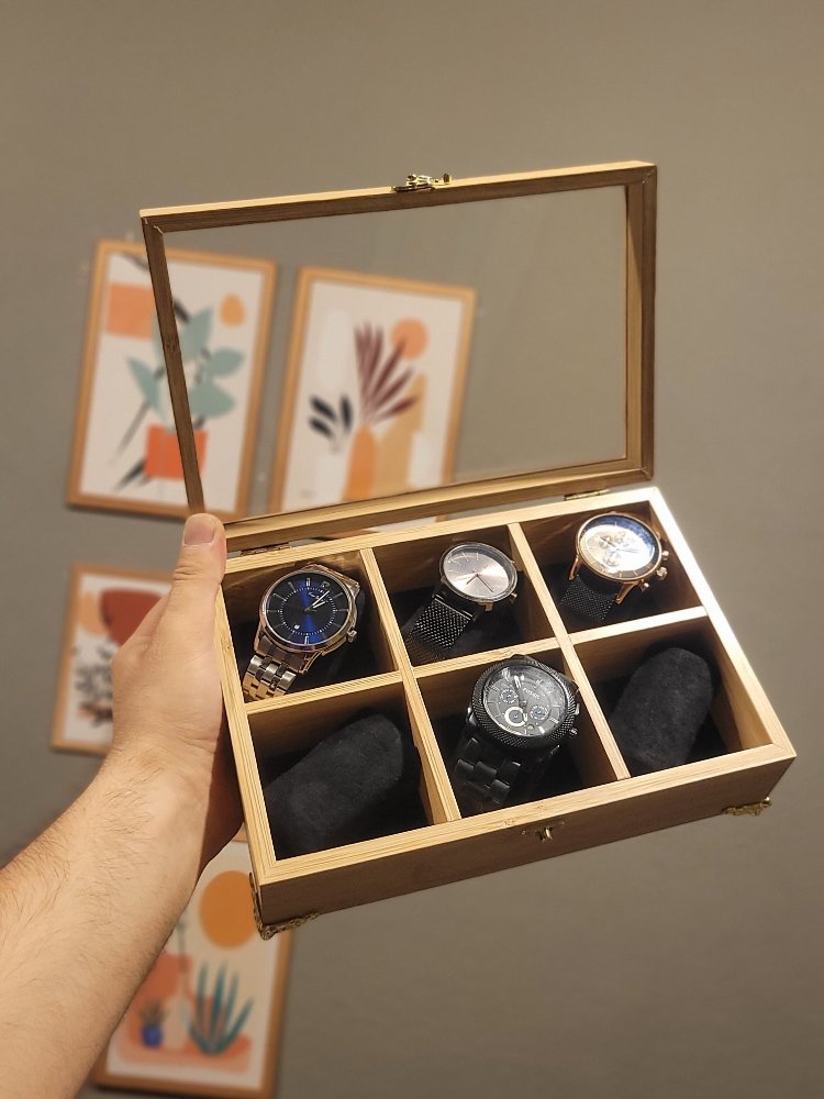 6lı Çok Bölmeli Çoklu Saat Saklama Kutusu