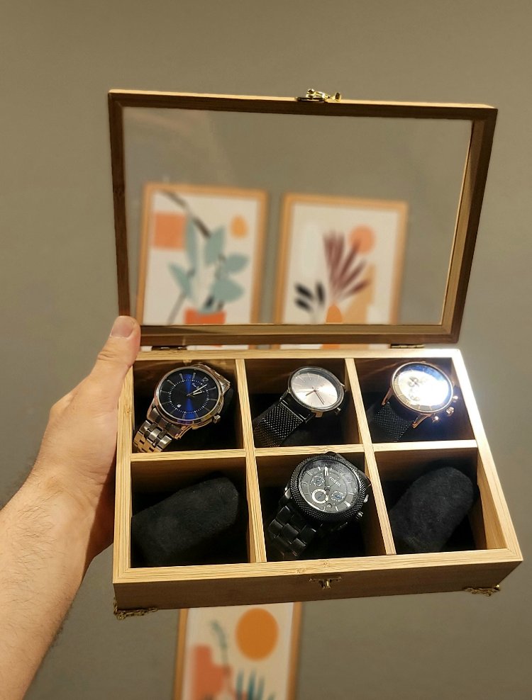 6lı Çok Bölmeli Çoklu Saat Saklama Kutusu