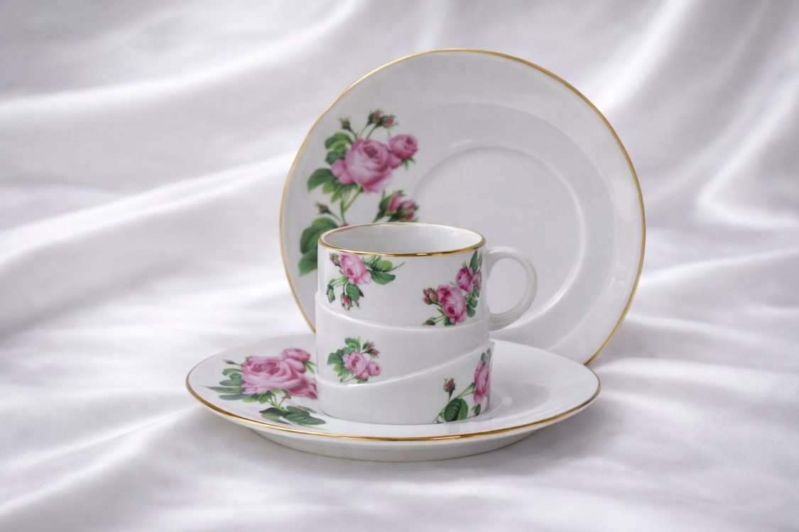 Pembe Gül Çinte Çay Fincanı