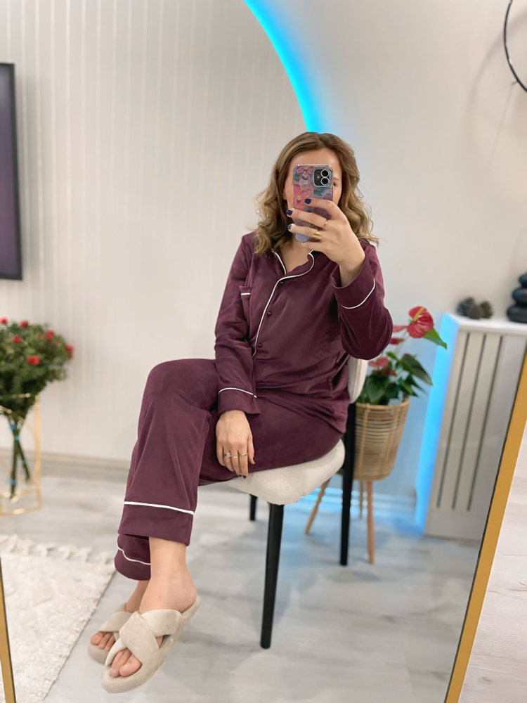 Mürdüm kadife pijama