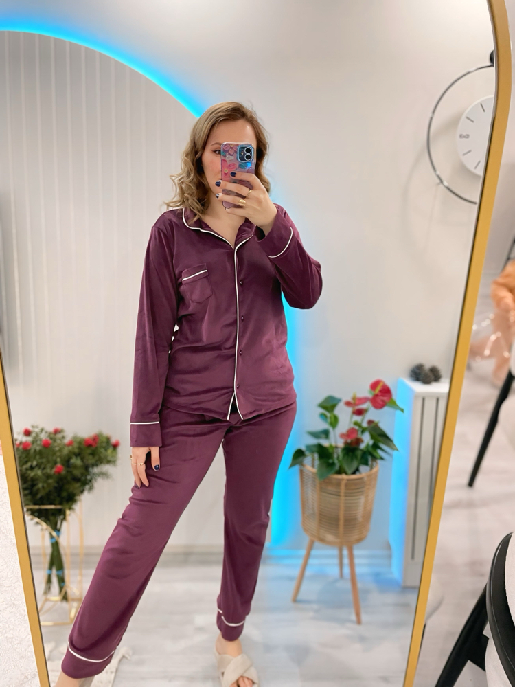 Mürdüm kadife pijama