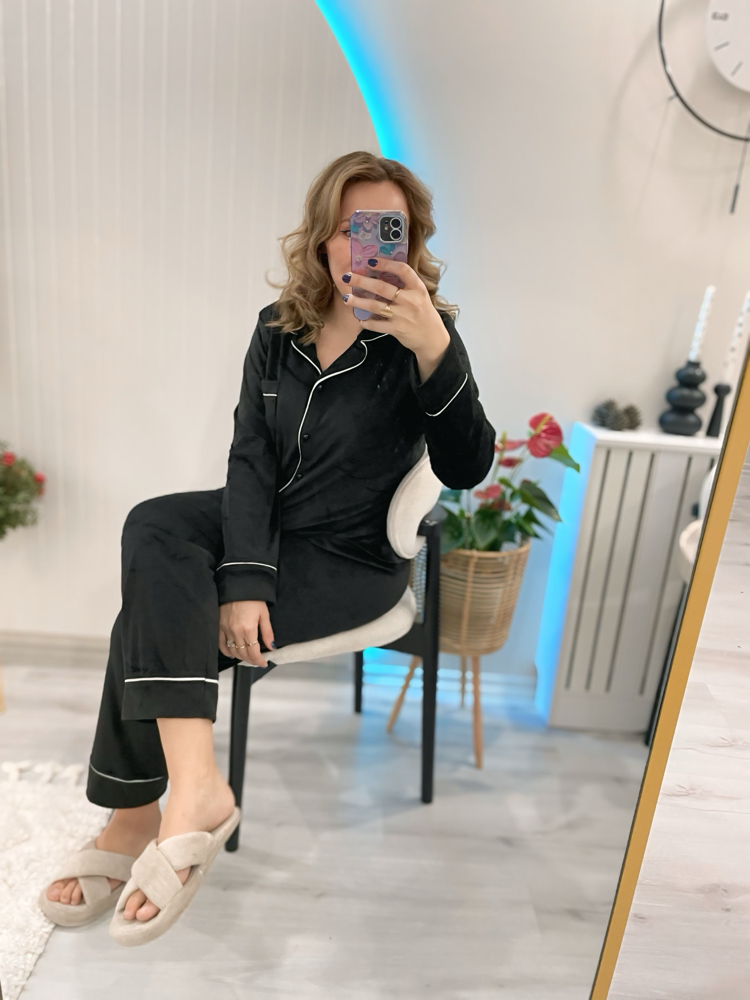 siyah kadife pijama