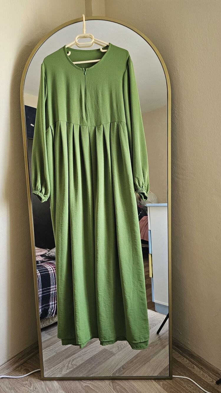 AYROBİN KUMAŞ ABAYA FISTIK YEŞİLİ