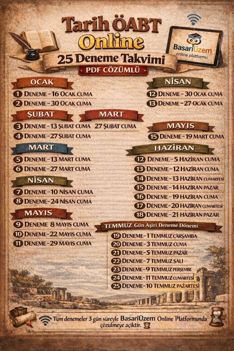 TARİH ÖABT 25'Lİ ONLİNE PDF ÇÖZÜMLÜ DENEME
