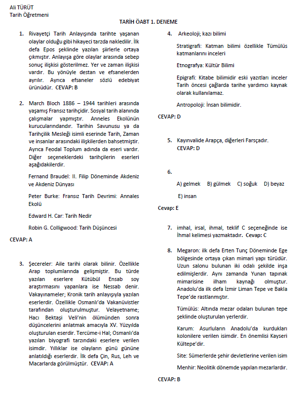 TARİH ÖABT 10'Lİ PDF DENEME