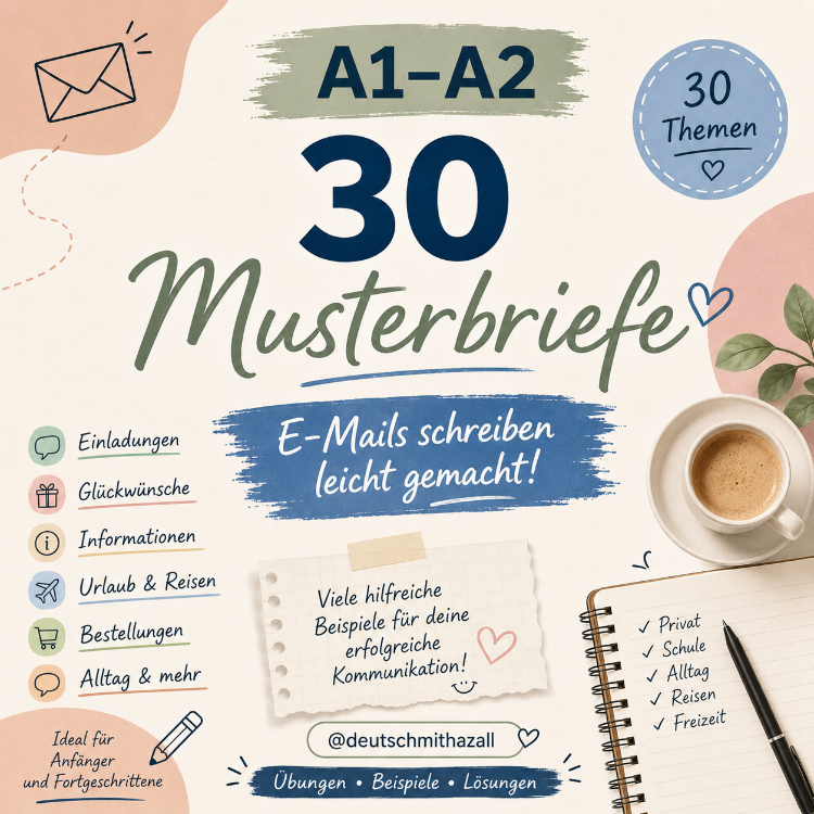 A1–A2 Almanca Yazma Çalışmaları | 30 Musterbriefe