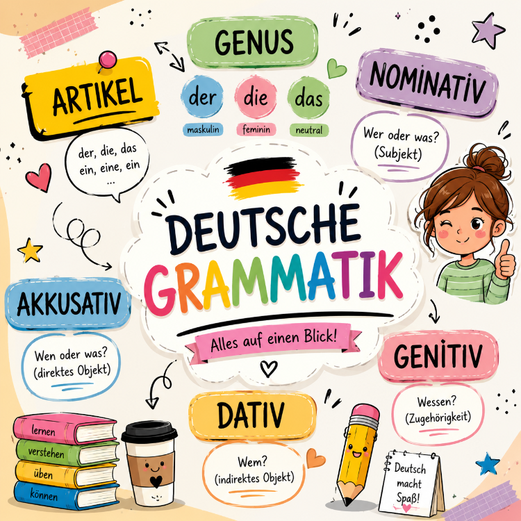 Artikel im Nominativ, Akkusativ, Dativ und Genitiv