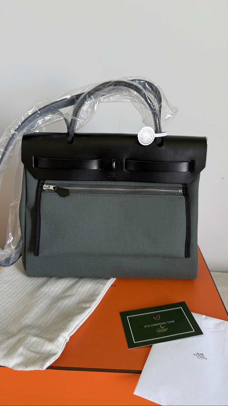 Hermès Herbag 31 Vert Mangrove / Noir