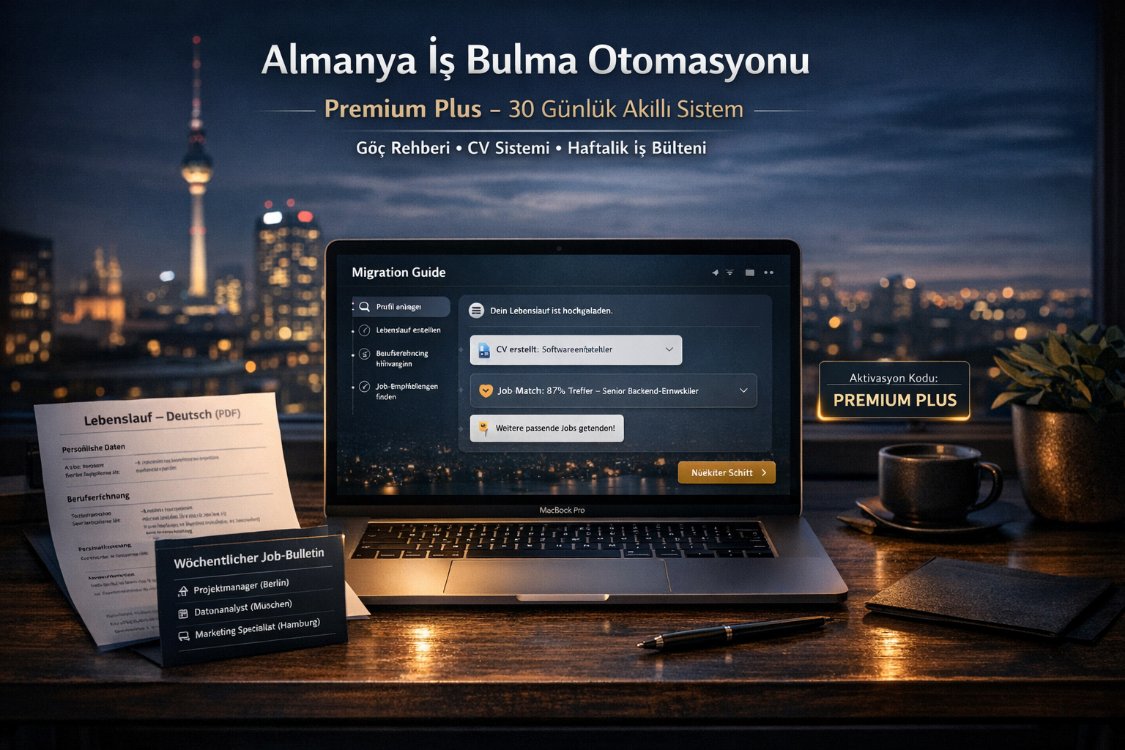 Almanya İş Bulma Otomasyonu – Premium + Göç Rehberi, CV Sistemi