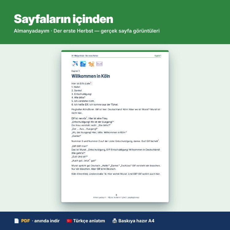 Almanca A1 Hikâye Kitabı „Der erste Herbst“ (PDF)