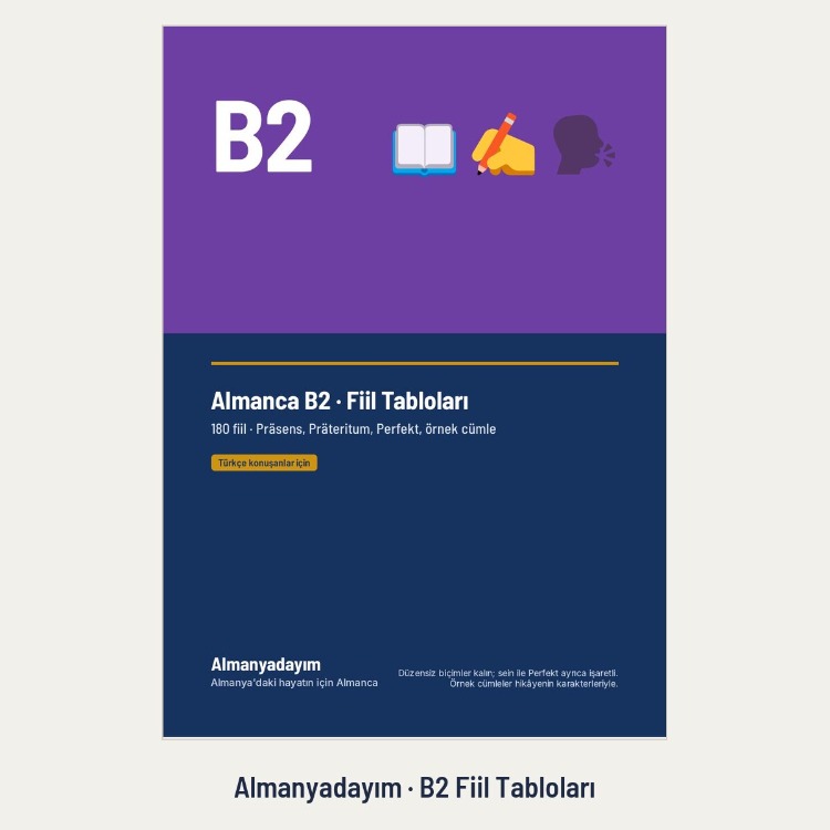 Almanca B2 Fiil Tabloları – 180 Fiil (PDF)