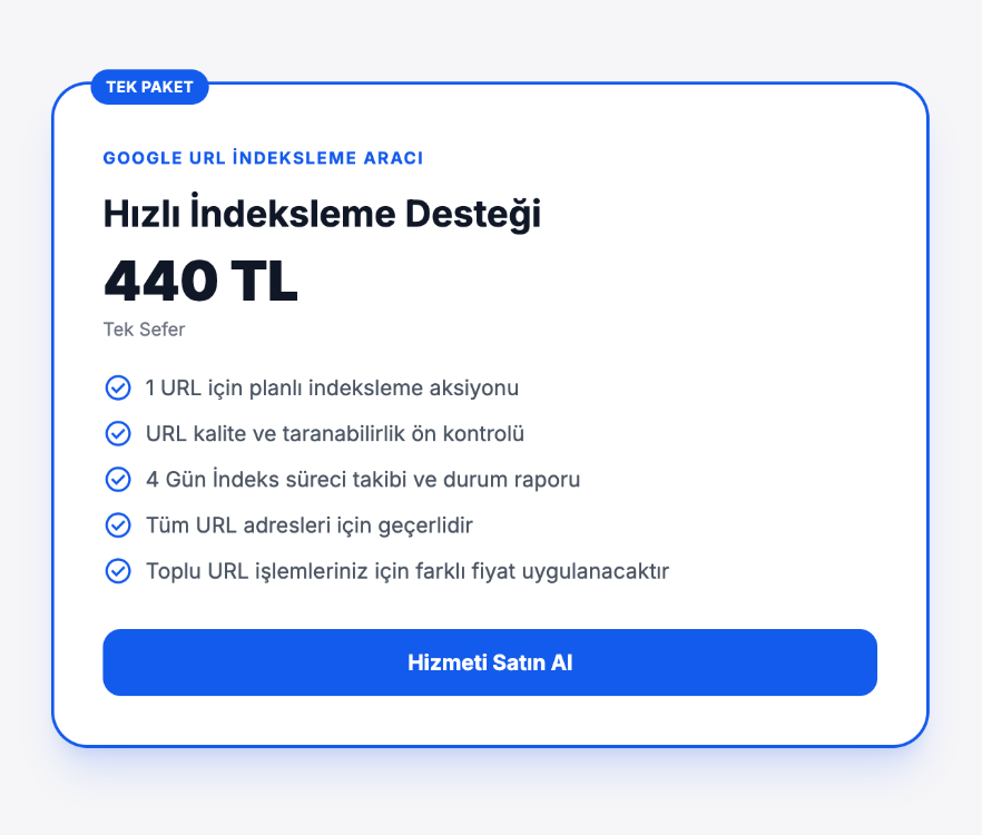 Hızlı İndeksleme Desteği