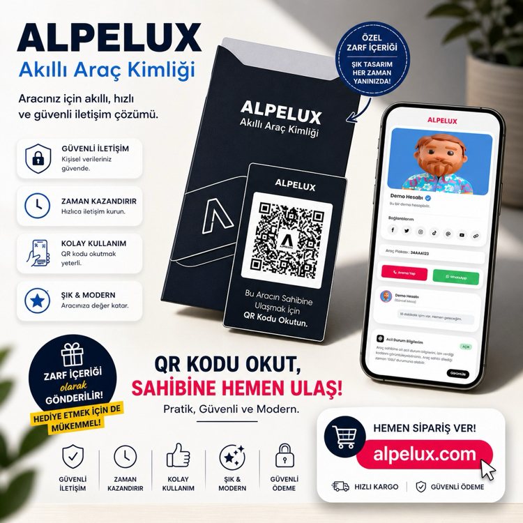 ALPELUX Akıllı Araç Kimliği – QR Kodlu Dijital Araç Bilgi Kartı
