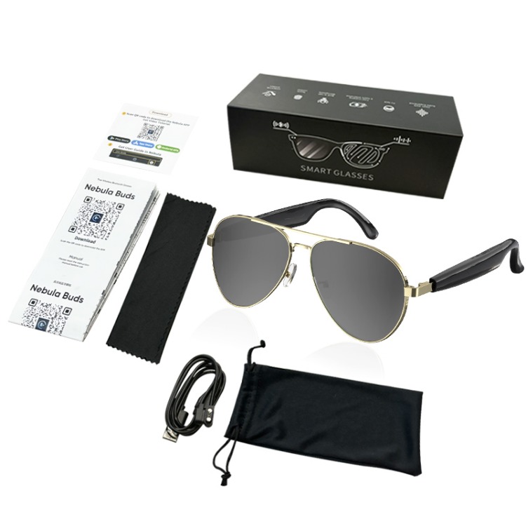 Aviator Bluetooth Gözlük Altın / Gri