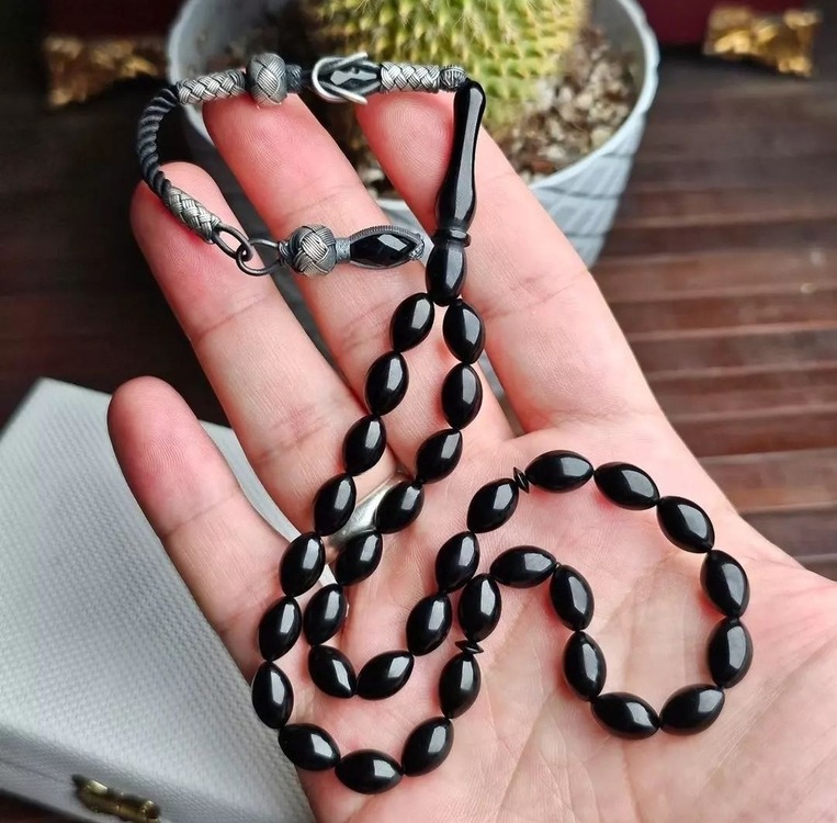 Siyah Sıkma Ateş Kehribar Tesbih