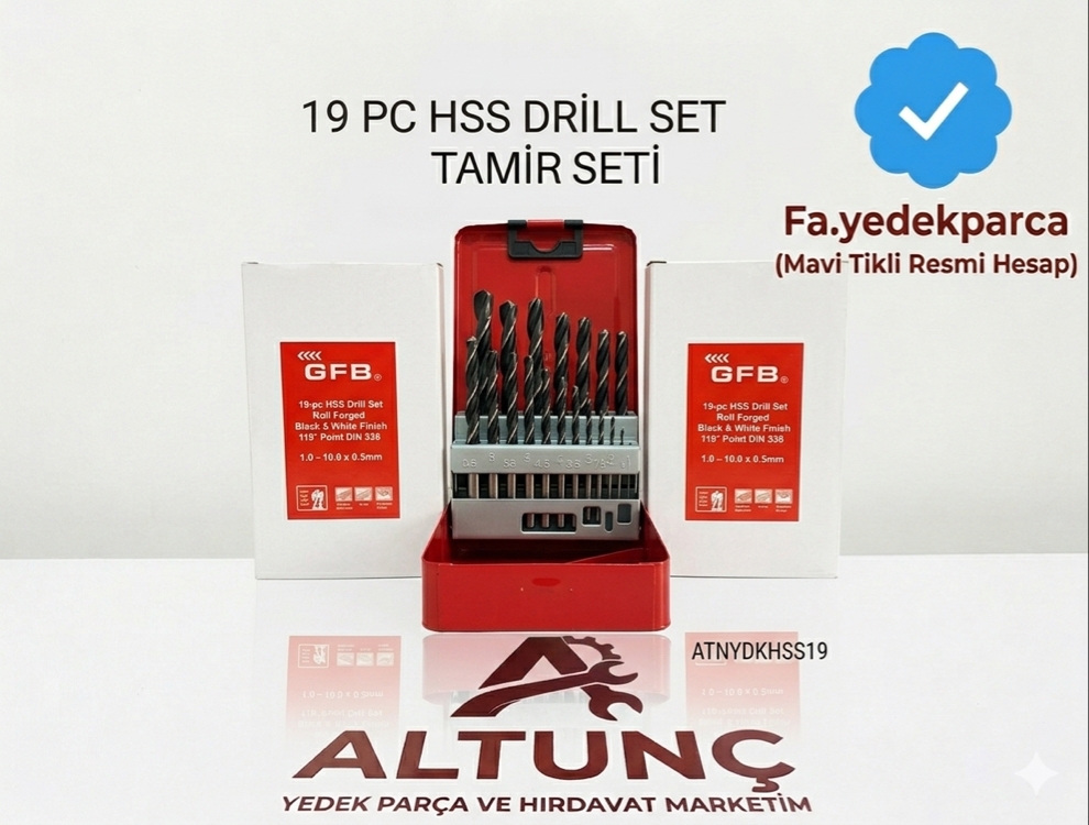 GFB 19 Parça HSS Matkap Ucu Seti (1.0 - 10.0mm) – Profesyonel Kalite