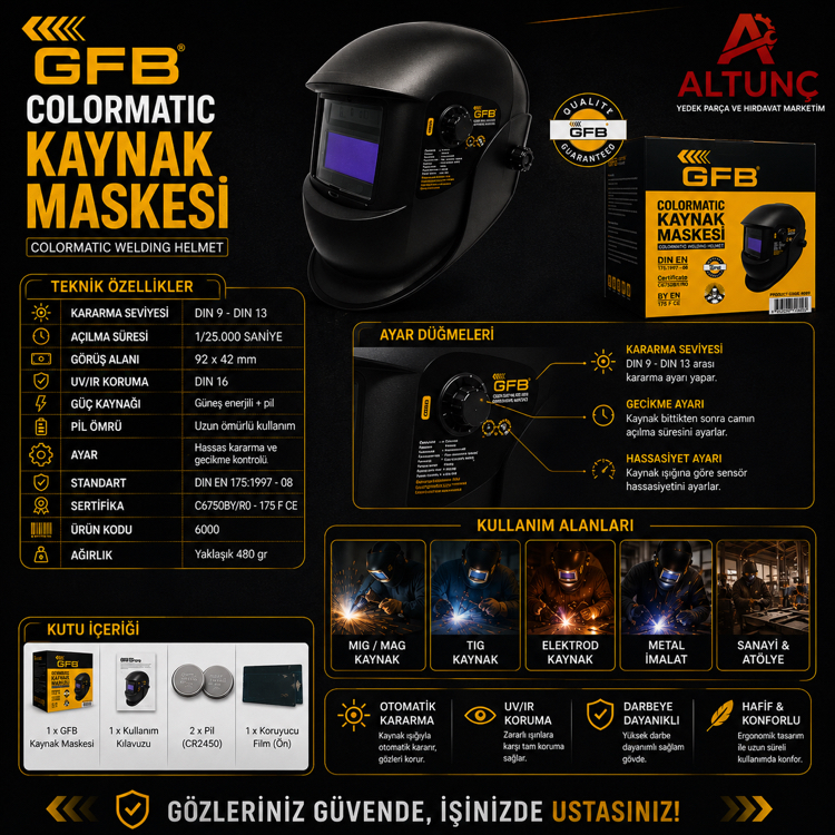 GFB Colormatic Kaynak Maskesi