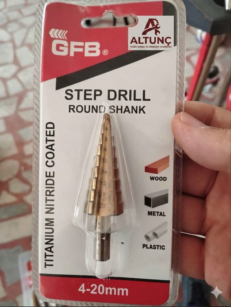 Profesyonel Kademeli Matkap Ucu (Step Drill) - 4-20mm Titanyum Nitrat Kaplı